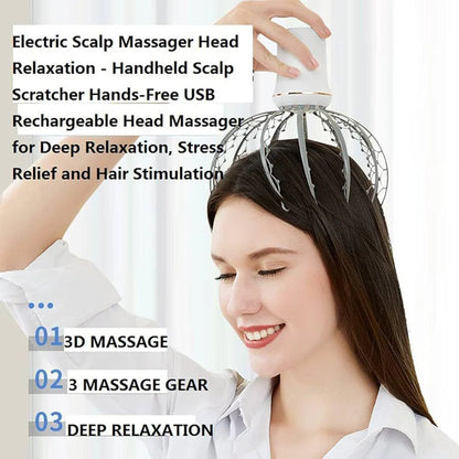 Portable Electric Octopus Head Massager with 12 Massage Claws